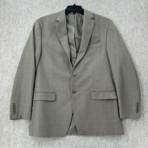 Chaps Mens 42R Houndstooth Blazer Jacket Plaid Summer Blend Sports‎ Coat Brown